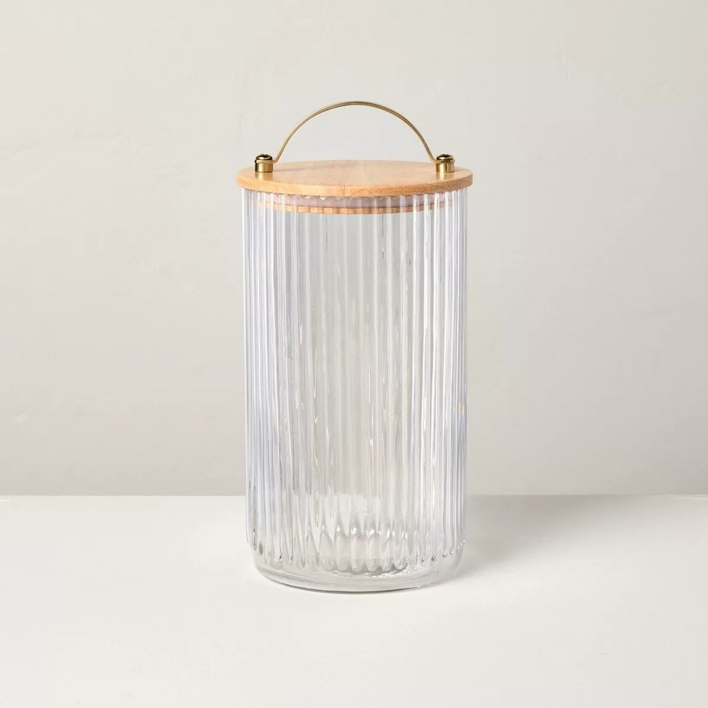 64oz Fluted Glass Storage Canister with Wood Lid - Hearth & Hand Magnolia Target